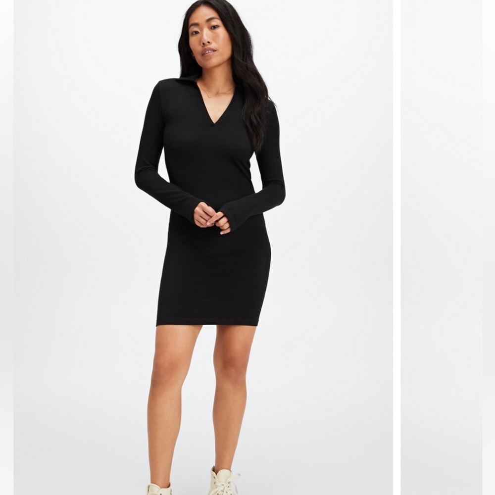 Fabletics | Cloud Seamless Black Polo Dress Medium NWT